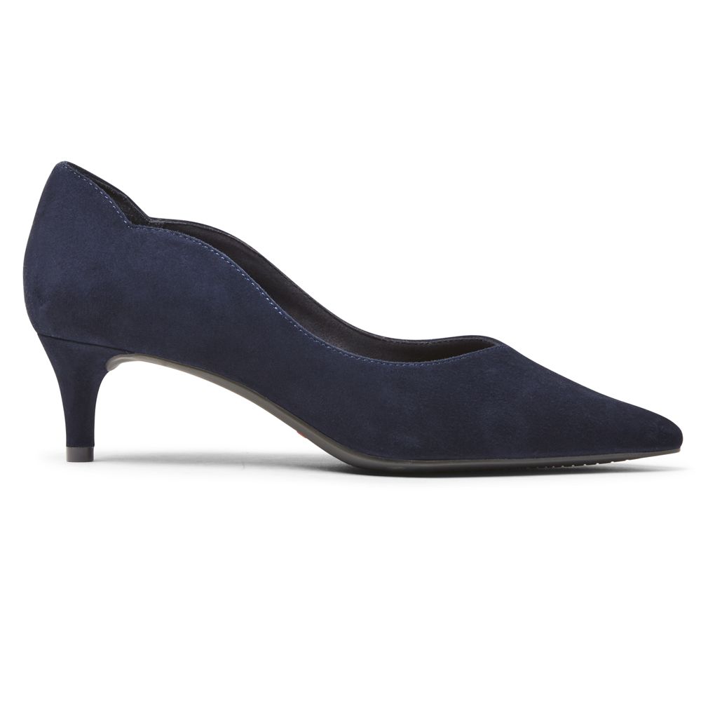 Escarpins Mulher Rockport Total Motion Noelle Scalloped-Back Heel Azul Marinho,Portugal NWBKL-7328